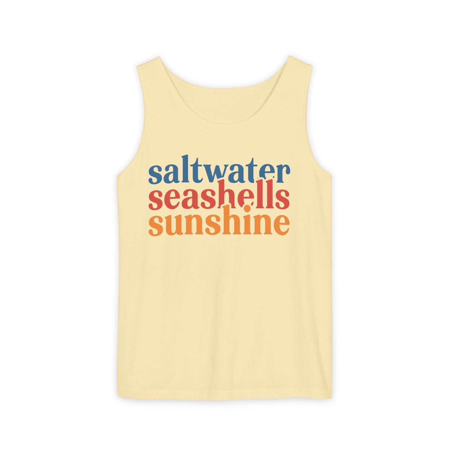 Beach Vacation Tank Top, Saltwater Seashells Sunshine Sleeveless Shirt, Summer Sea Shell Muscle Tee, Beach Lover Shirt, Coastal Tank