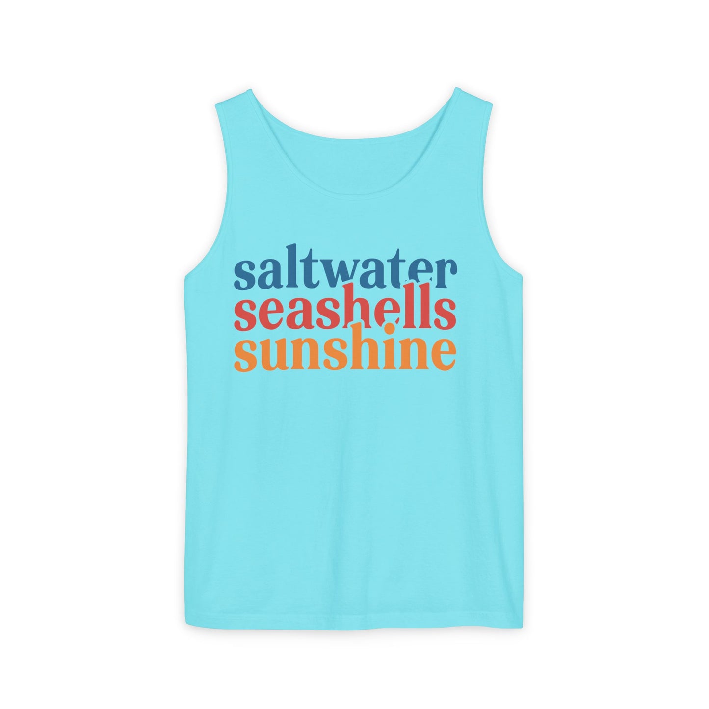 Beach Vacation Tank Top, Saltwater Seashells Sunshine Sleeveless Shirt, Summer Sea Shell Muscle Tee, Beach Lover Shirt, Coastal Tank