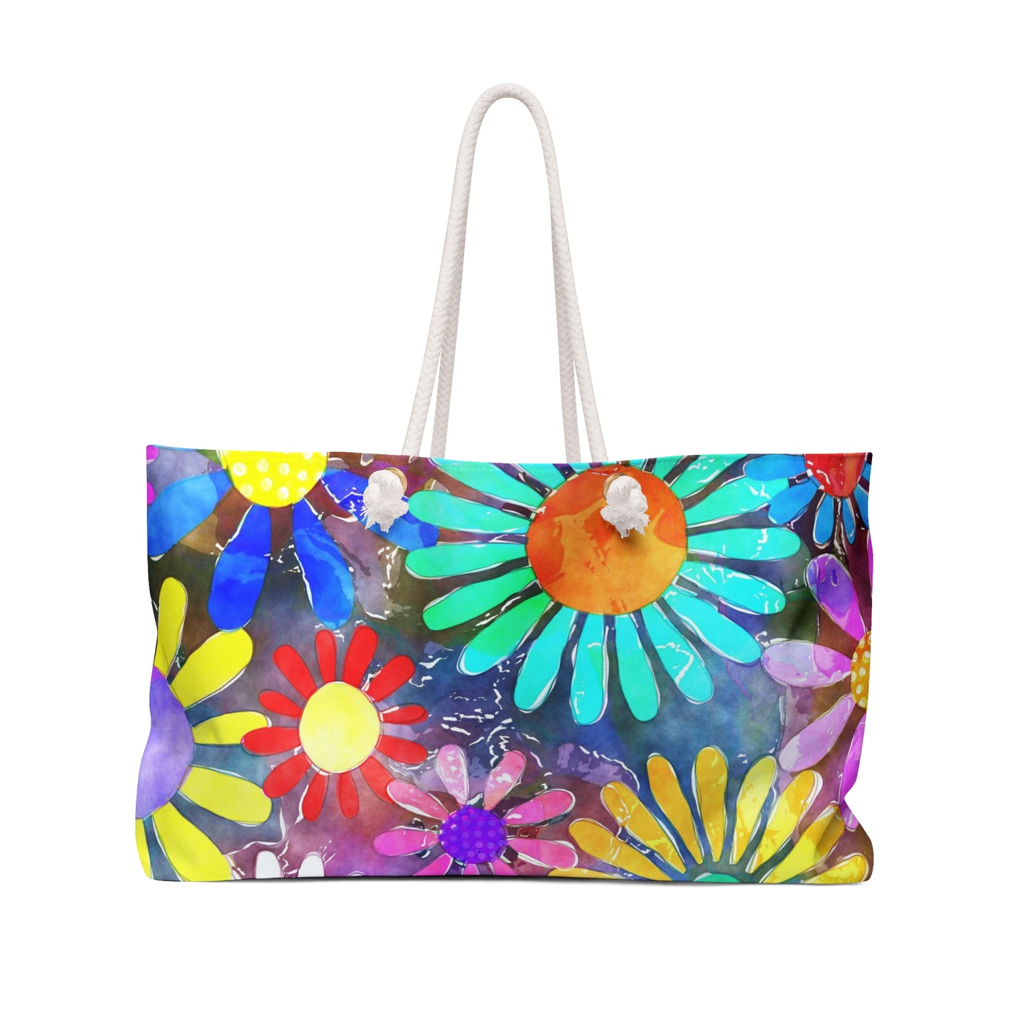 Boho Flower Power Beach Tote Bag Weekender Bag For The Boho Woman Extra Large Travel Bag Bohemian Bag