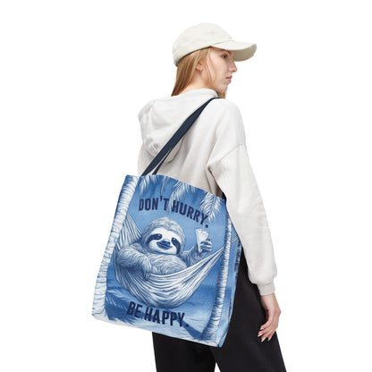 Sloth Tote Bag Extra Large Don't Hurry Be Happy