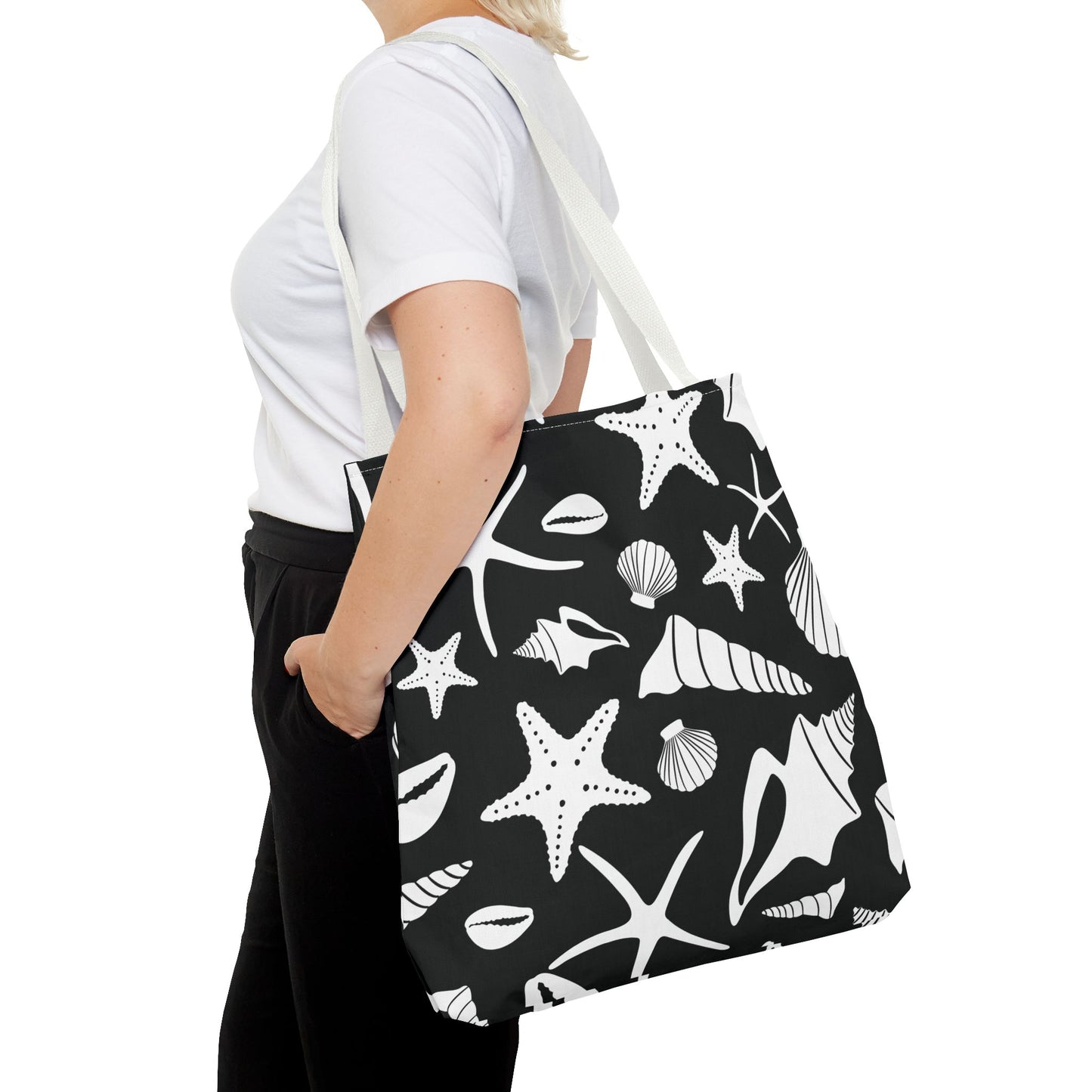 Seashell Tote Bag Black White