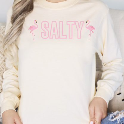 Flamingo Salty Sweatshirt For Beach Lovers Comfort Colors