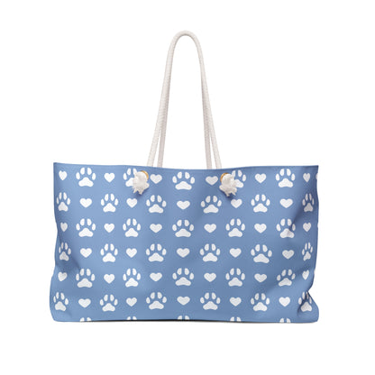 Dog Paws And Hearts Beach Bag Blue And White Tote Bag