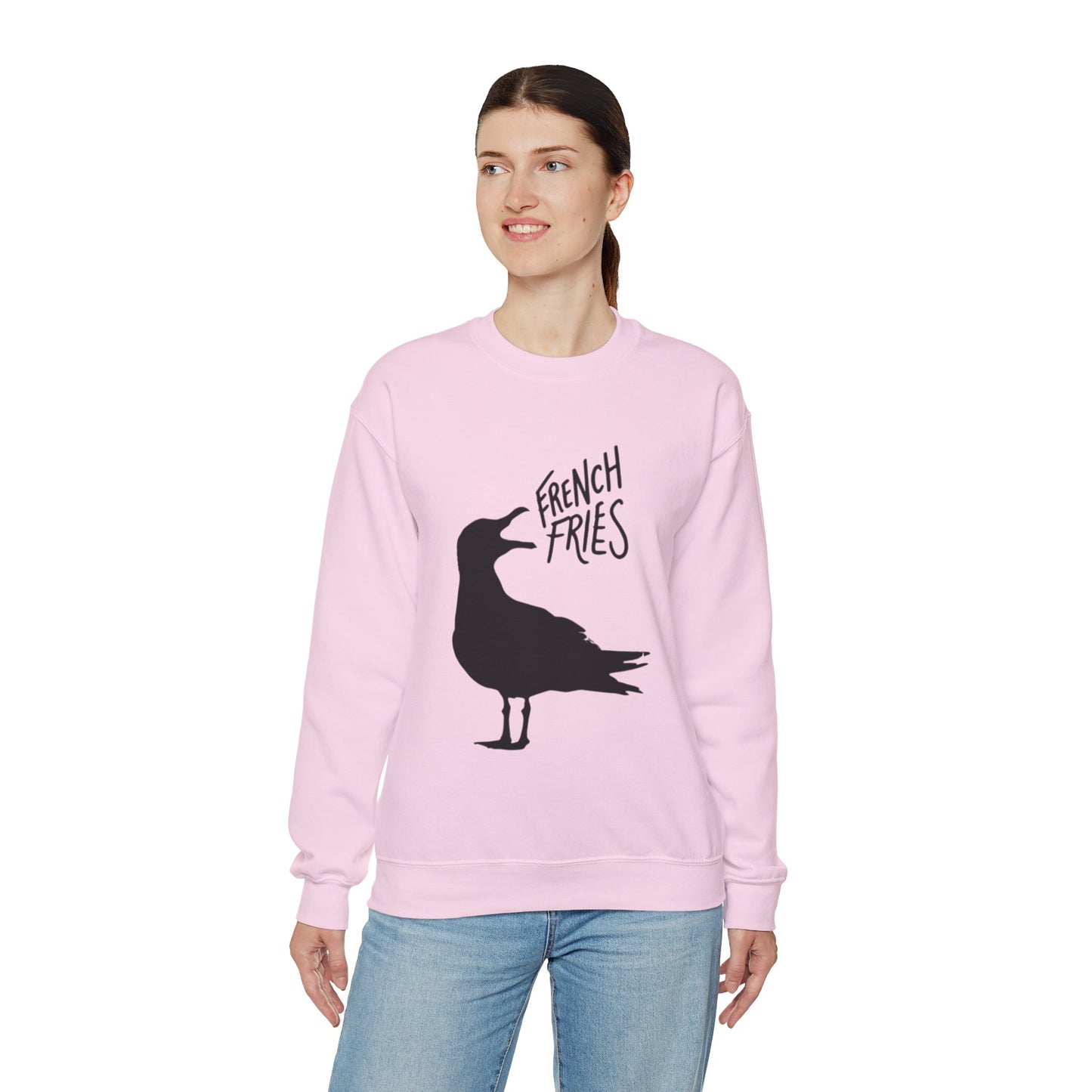 Funny Shirt For Girlfriend, Seagull Screaming For French Fries Sweatshirt, Gift For Wife, Mom, Sister, Anyone Who Loves The Beach