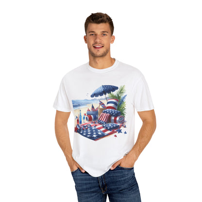 4th Of July Shirt, Independence Day Beach Picnic Shirt, Fourth of July T-Shirt For Men Or Women Unisex Red White Blue