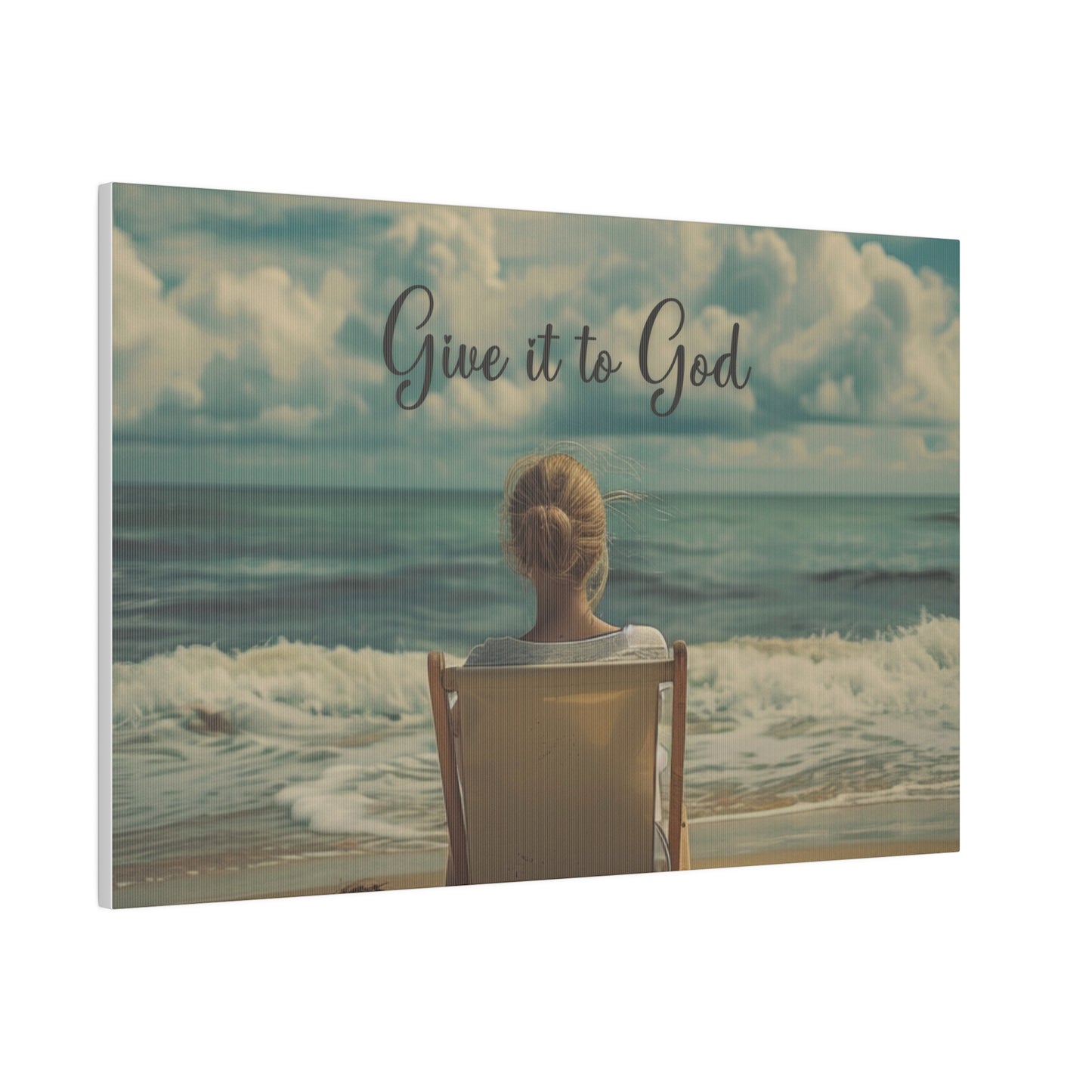 Give It To God Wall Art Wrapped Matte Canvas, Stretched, Beach Waves