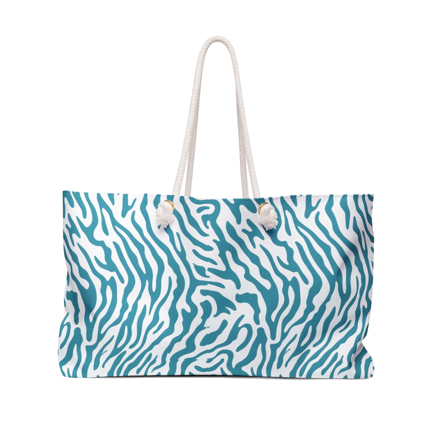 Caribbean Blue Zebra Beach Bag Weekend Tote Bag Seaglass Design