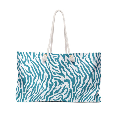 Caribbean Blue Zebra Beach Bag Weekend Tote Bag Seaglass Design