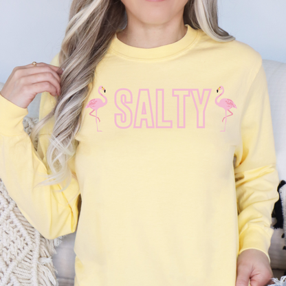 Flamingo Salty Sweatshirt For Beach Lovers Comfort Colors