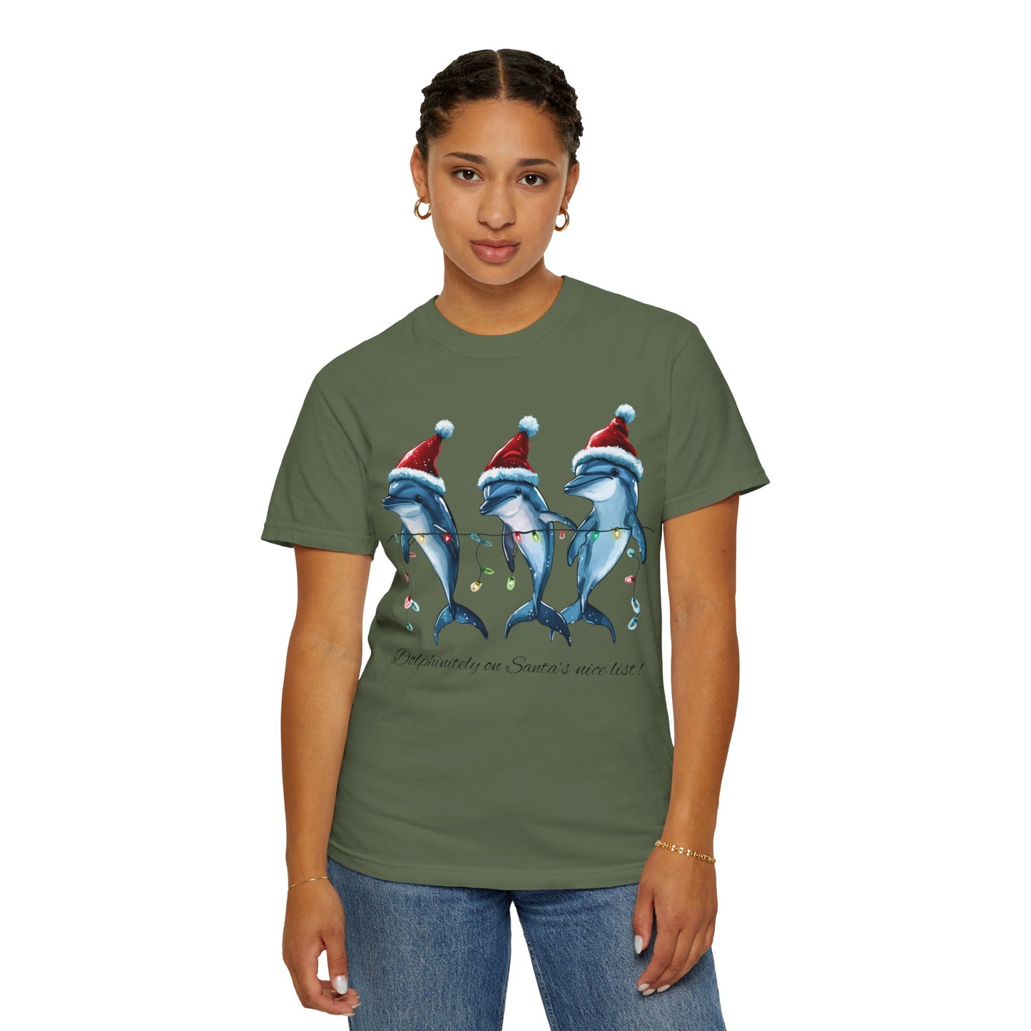 Dolphin Christmas T-Shirt On Santa's List