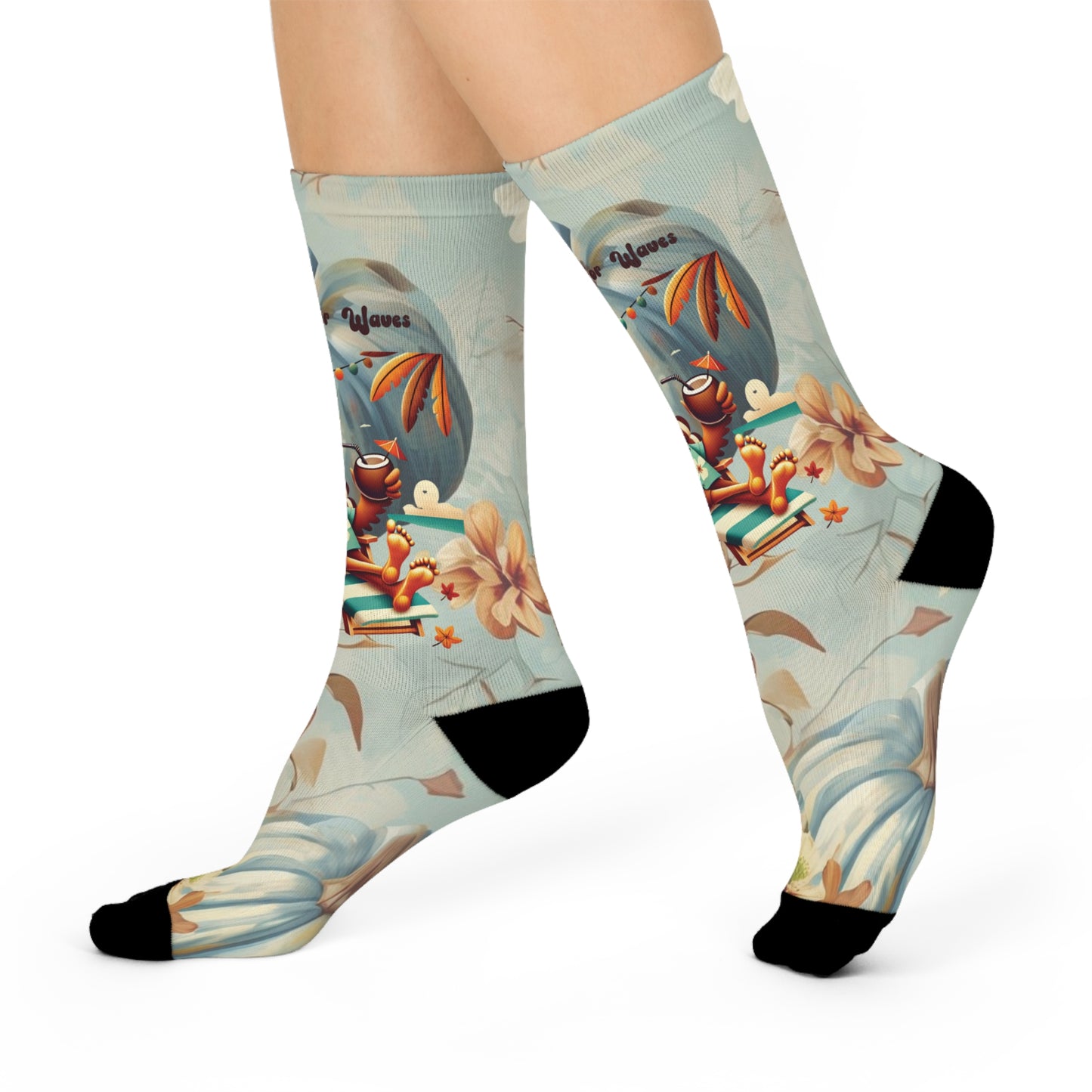 Funny Thanksgiving Socks Turkey On Beach Vacation Design