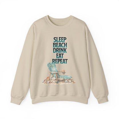 Beach Vacation Sweatshirt, Sleep Beach Drink Eat Repeat Beach Lover Sweatshirt For Men And Women