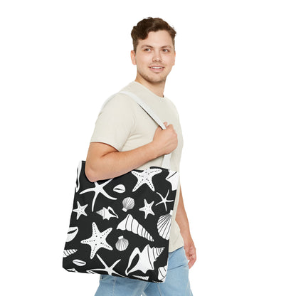 Seashell Tote Bag Black White