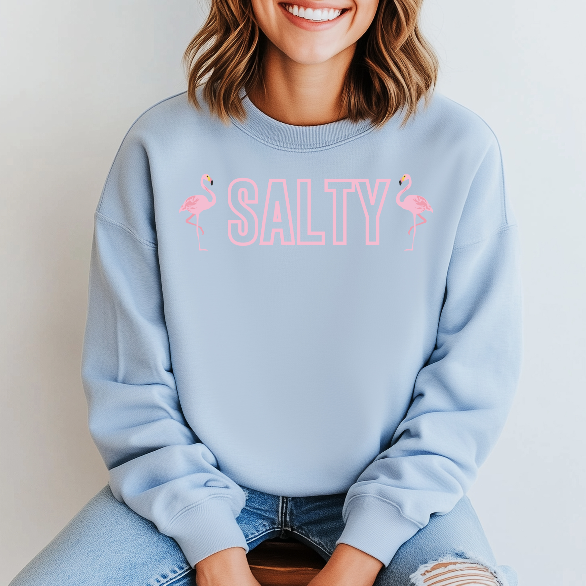 Flamingo Salty Sweatshirt For Beach Lovers Comfort Colors