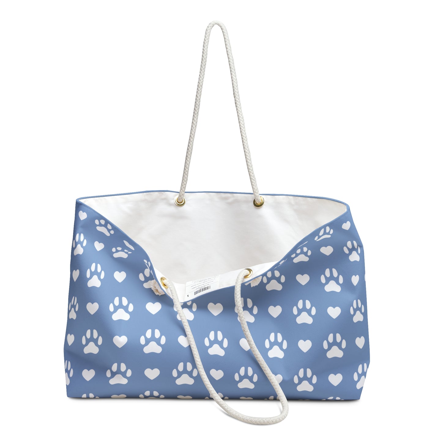 Dog Paws And Hearts Beach Bag Blue And White Tote Bag