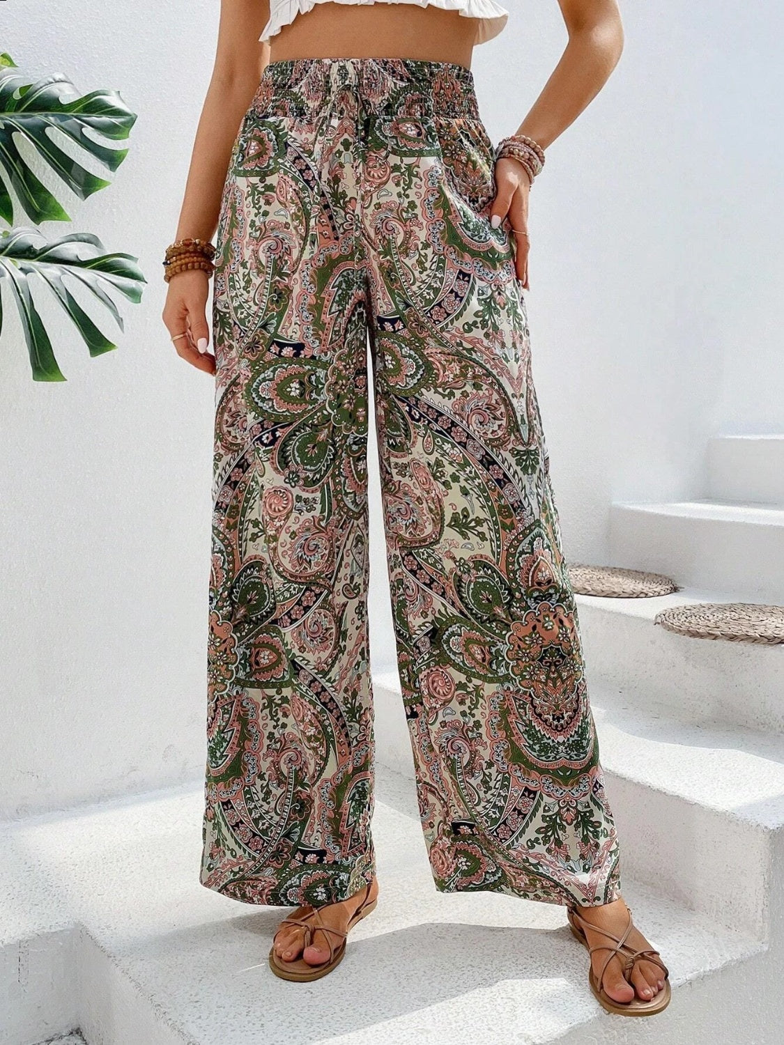 Boho Printed Wide Leg Pants