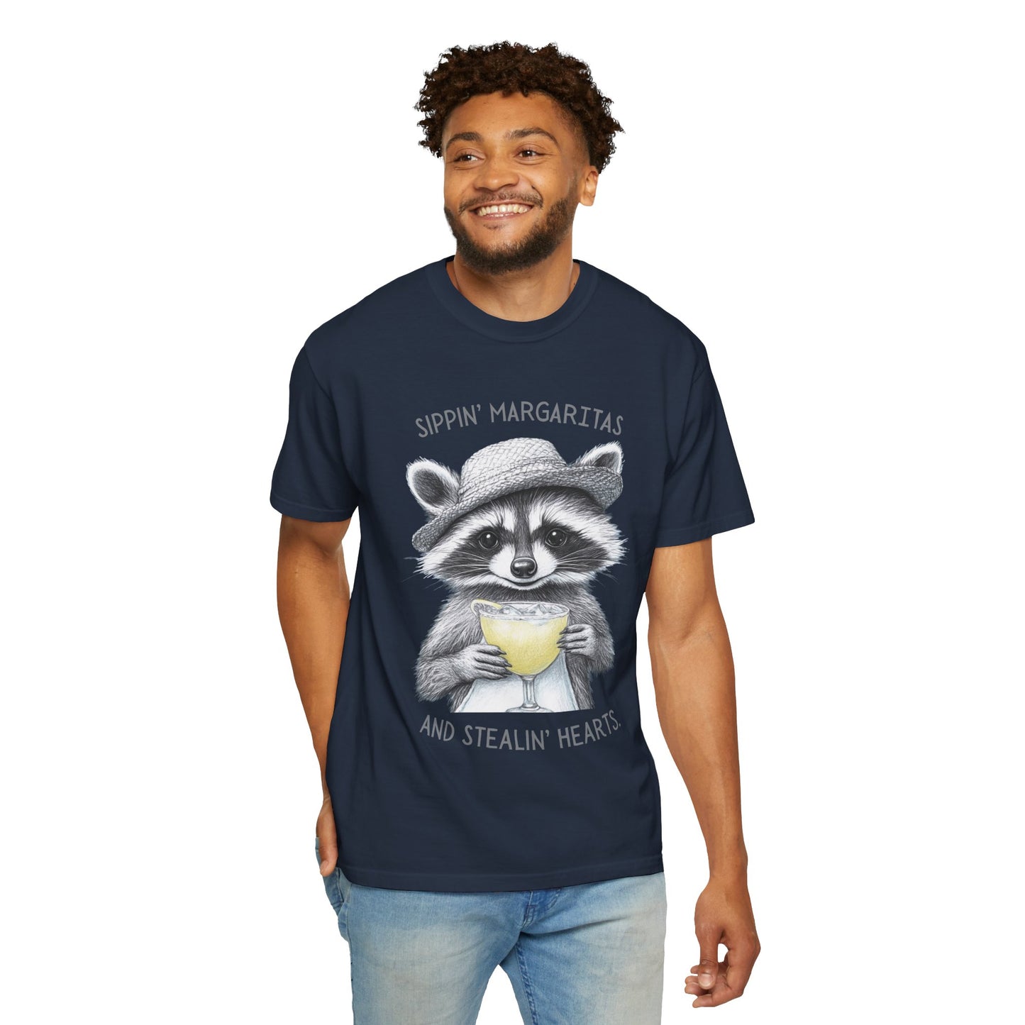 Raccoon Sipping A Margarita Beach T-Shirt