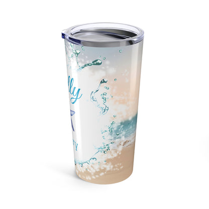 Personalized Beach Tumbler Birth Flower 20oz Coastal Gift