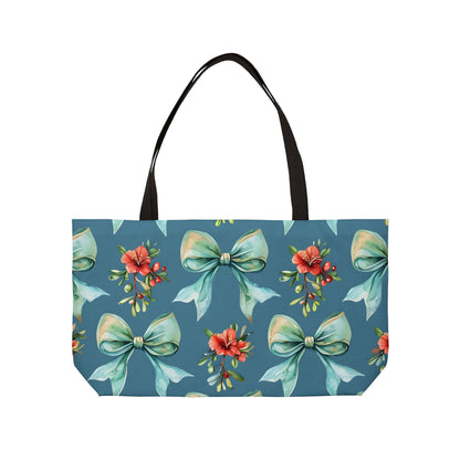 Beach Tote Bag Coquette Coastal Hibiscus And Aqua Blues