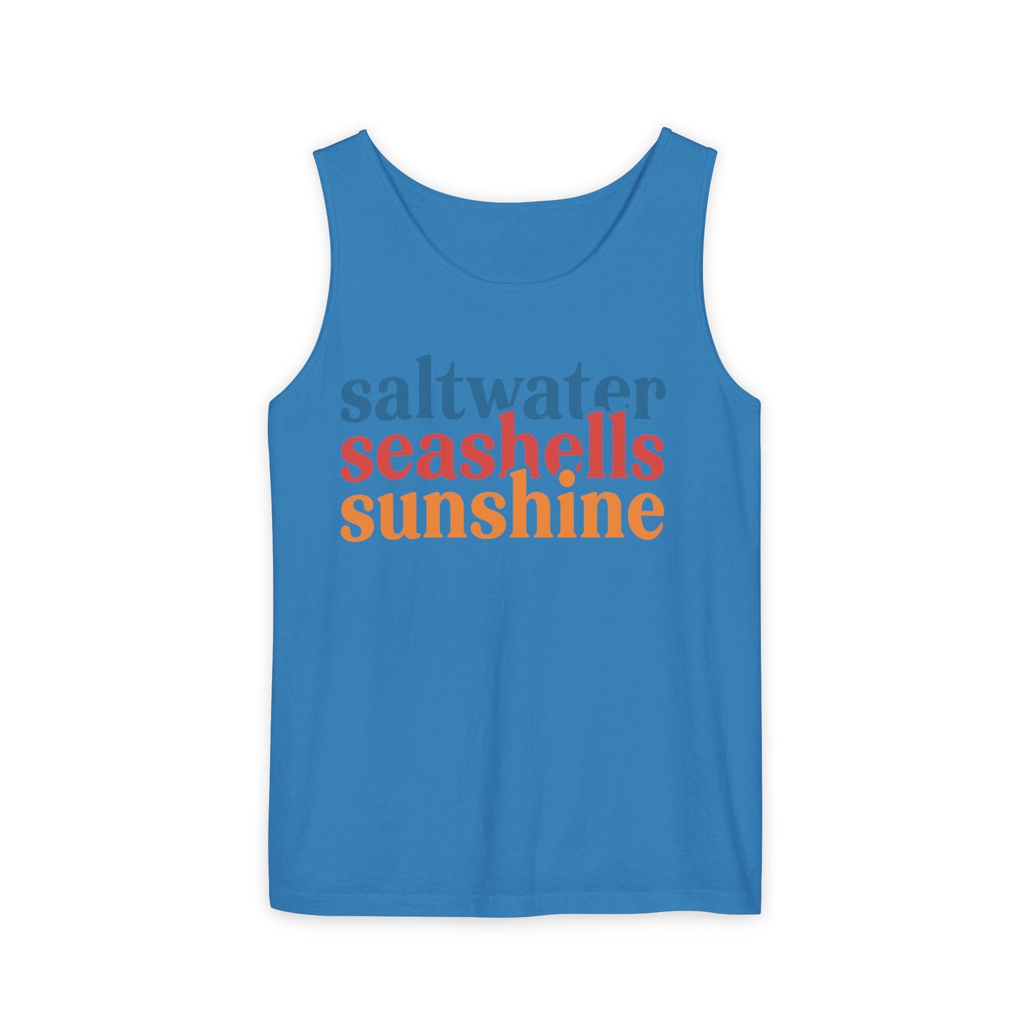 Beach Vacation Tank Top, Saltwater Seashells Sunshine Sleeveless Shirt, Summer Sea Shell Muscle Tee, Beach Lover Shirt, Coastal Tank