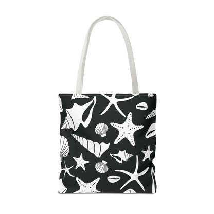 Seashell Tote Bag Black White