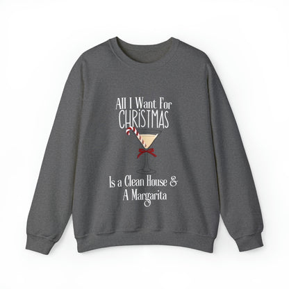 Ugly Christmas Sweatshirt All I Want Clean House And Margarita Him Her Funny Party Sweater Couples