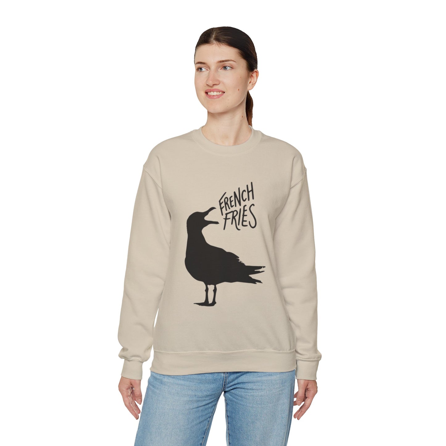 Funny Shirt For Girlfriend, Seagull Screaming For French Fries Sweatshirt, Gift For Wife, Mom, Sister, Anyone Who Loves The Beach