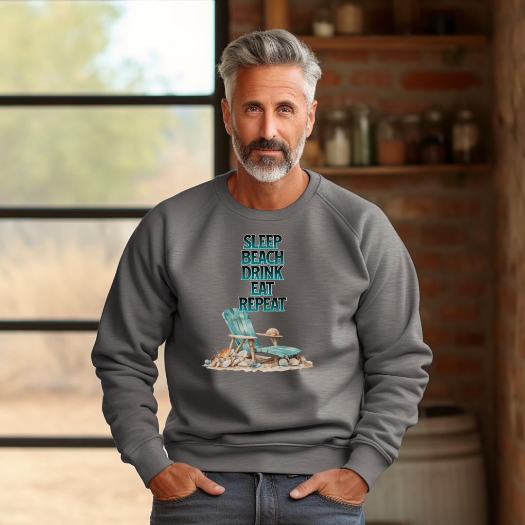 Beach Vacation Sweatshirt, Sleep Beach Drink Eat Repeat Beach Lover Sweatshirt For Men And Women