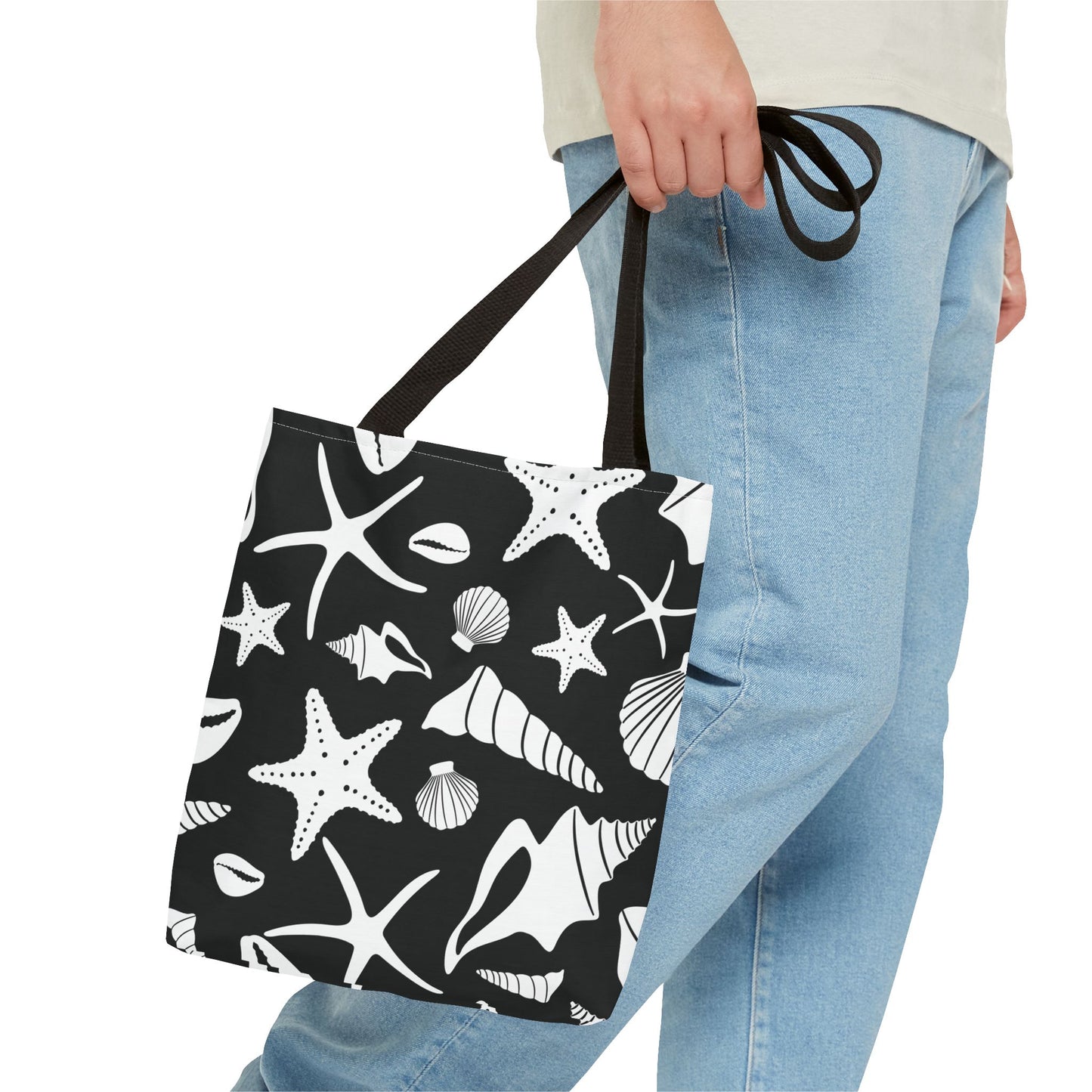 Seashell Tote Bag Black White