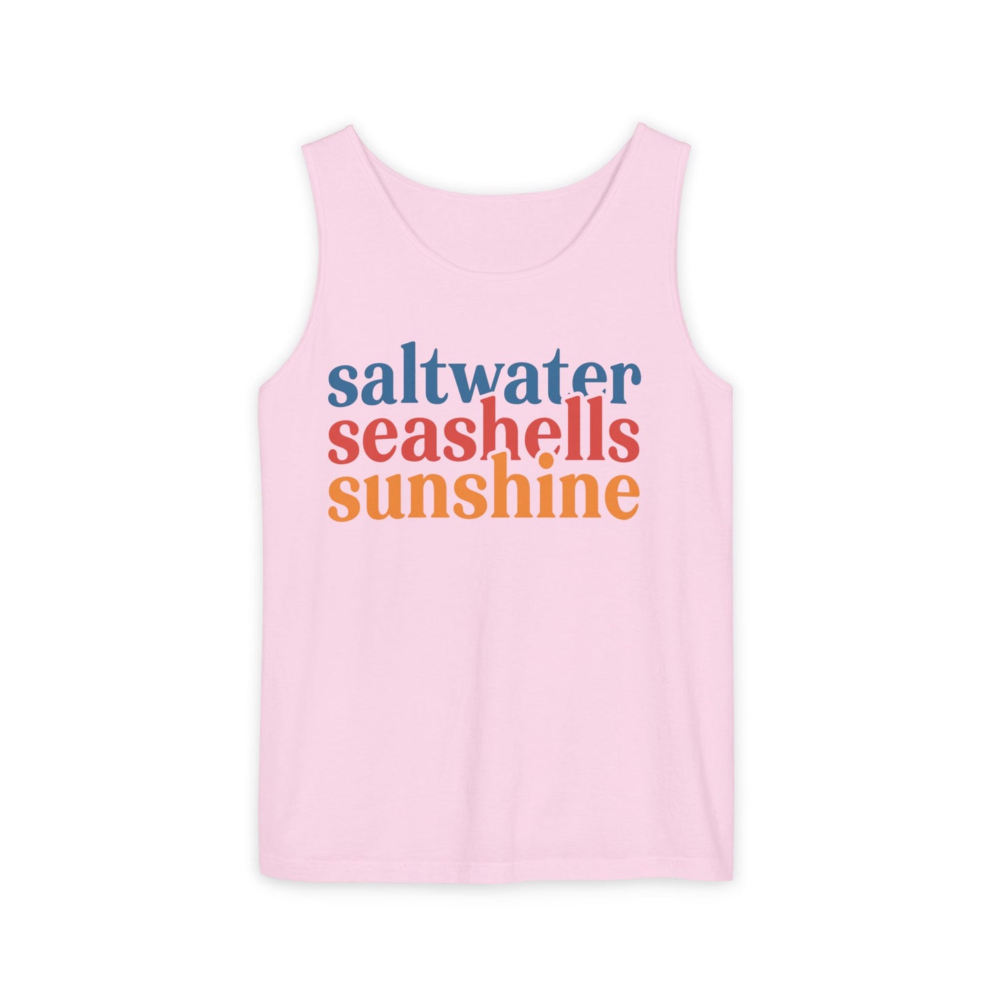 Beach Vacation Tank Top, Saltwater Seashells Sunshine Sleeveless Shirt, Summer Sea Shell Muscle Tee, Beach Lover Shirt, Coastal Tank