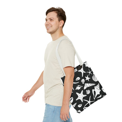 Seashell Tote Bag Black White