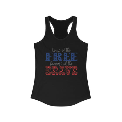 Patriotic Tank Top For Women Home Of The Free Because Of The Brave Red White Blue