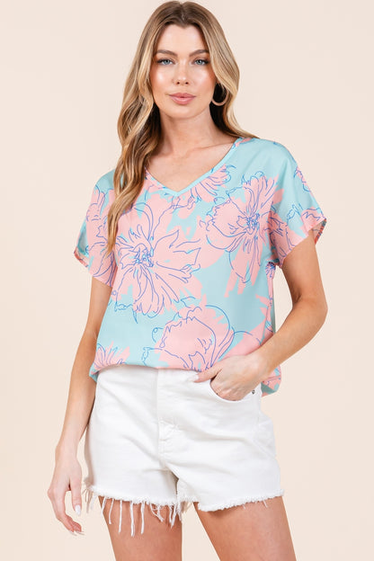 Boho Floral Short Sleeve T-Shirt