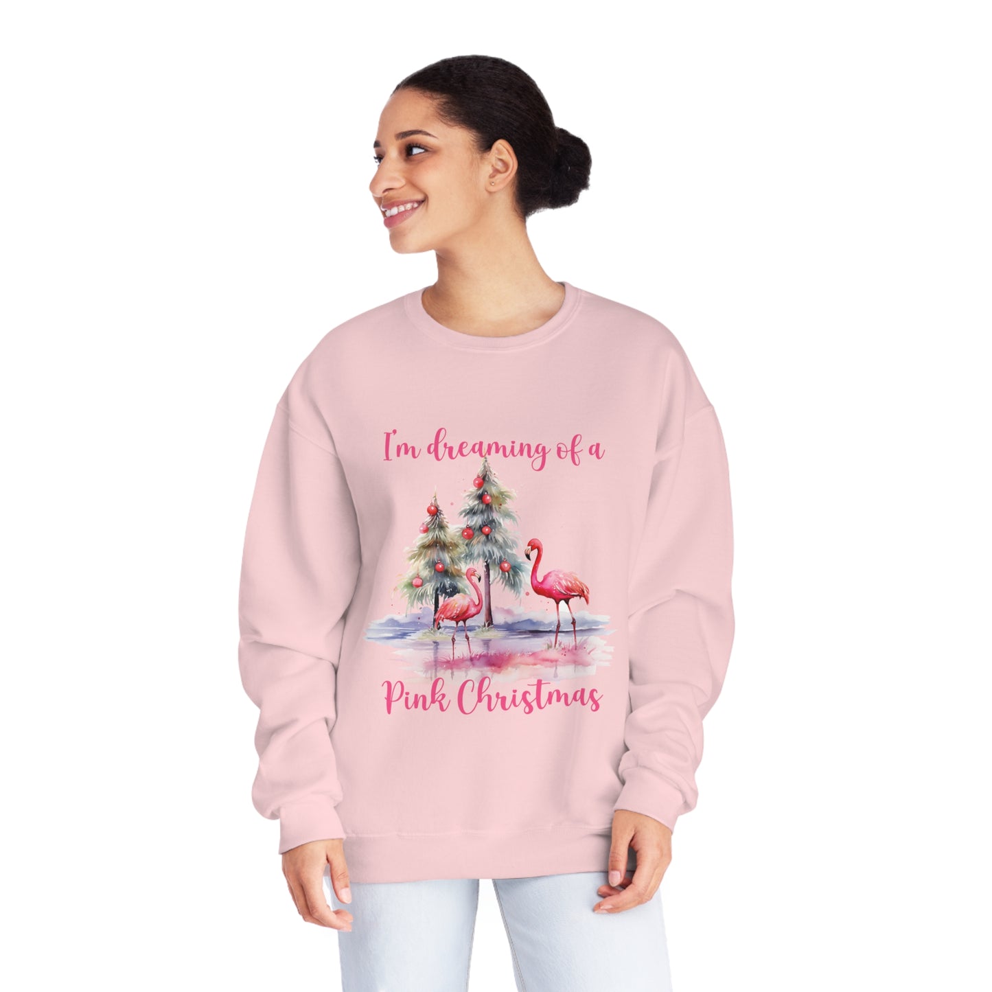 I'm Dreaming Of A Pink Christmas Sweatshirt With Flamingos For Women