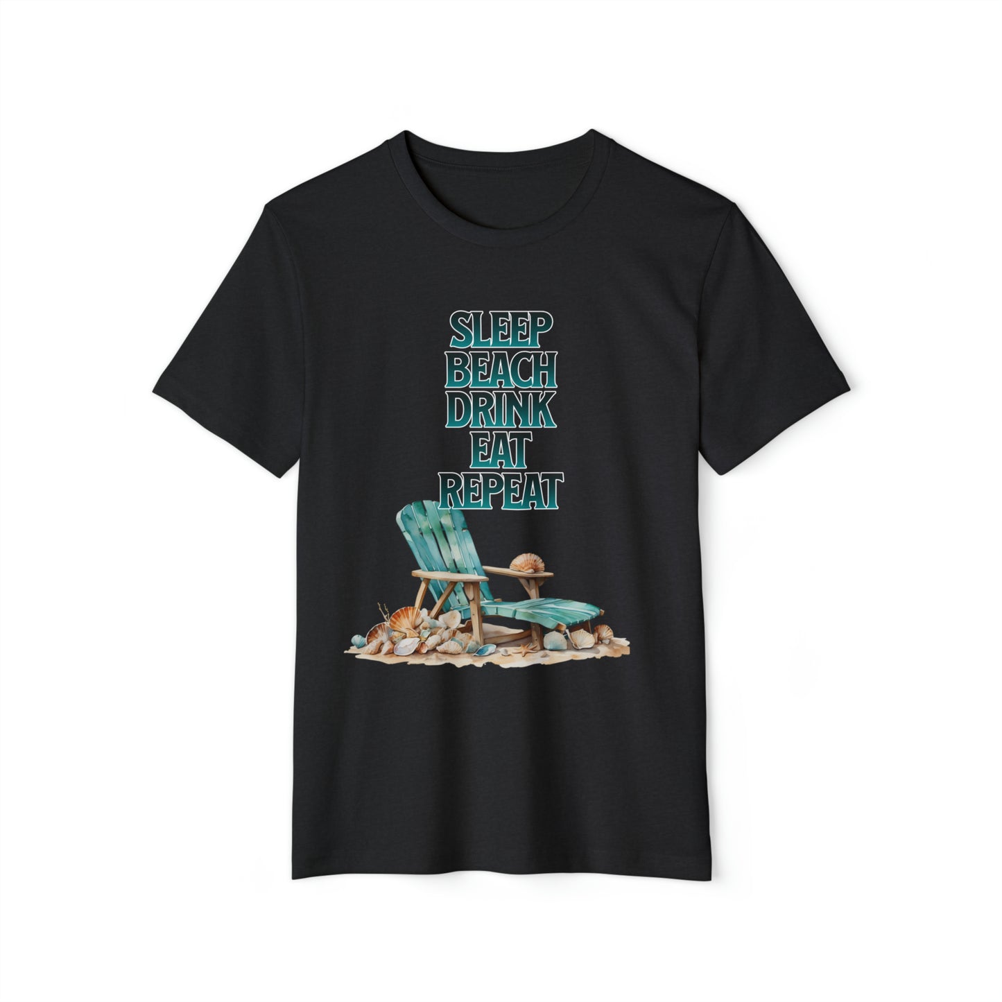 Beach Vacation TShirts, Sleep Beach Drink Eat Repeat Beach Lover Shirt, Recycled Organic Tee For Men And Women