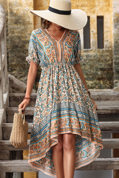 Perfee Bohemian High-Low Open Back Dress