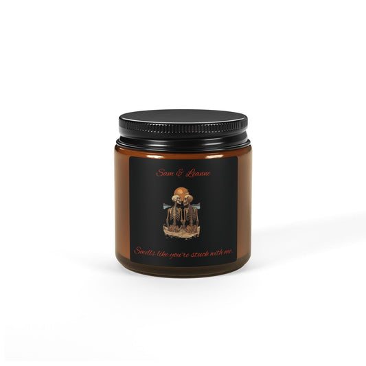 Candle Personalized Couples Gift Skeletons Smells Like You're Stuck With Me