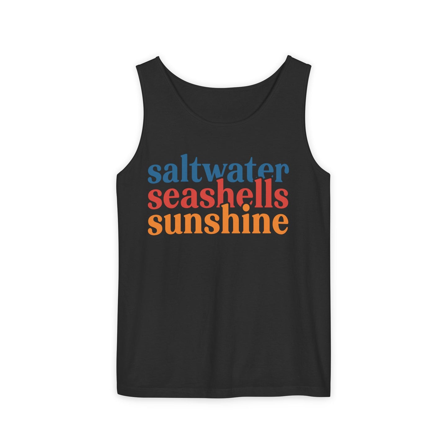 Beach Vacation Tank Top, Saltwater Seashells Sunshine Sleeveless Shirt, Summer Sea Shell Muscle Tee, Beach Lover Shirt, Coastal Tank