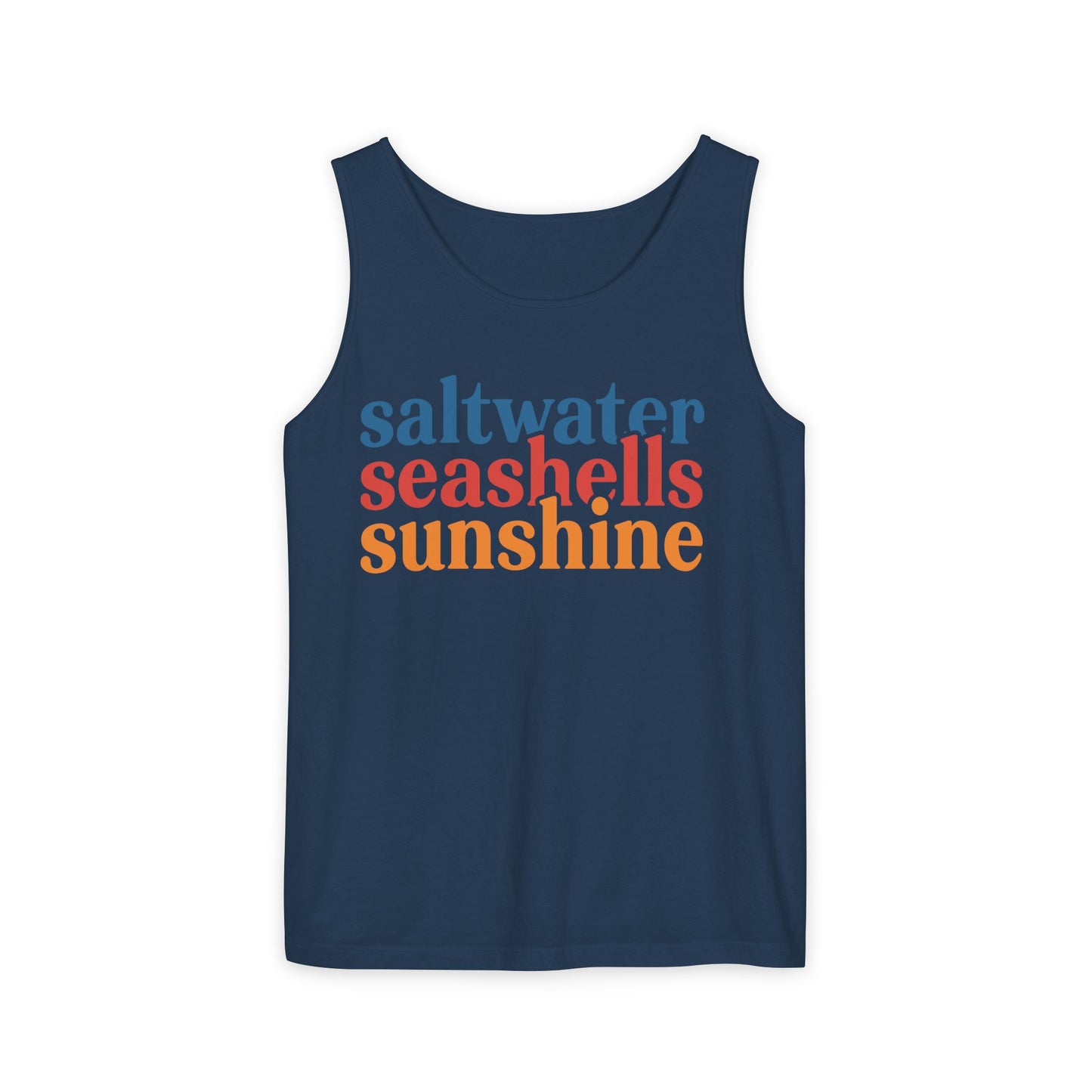 Beach Vacation Tank Top, Saltwater Seashells Sunshine Sleeveless Shirt, Summer Sea Shell Muscle Tee, Beach Lover Shirt, Coastal Tank