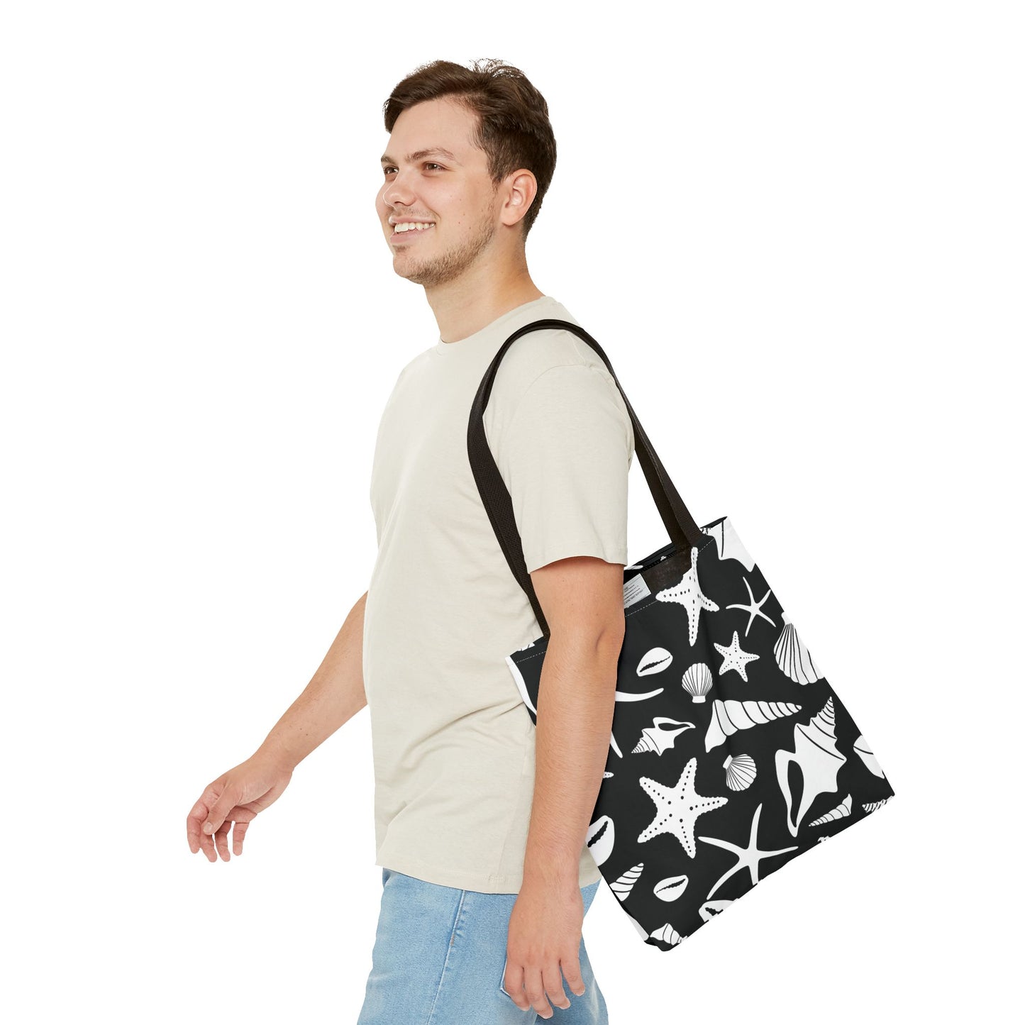 Seashell Tote Bag Black White