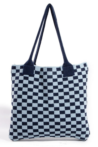 Fame Checkered Pattern Tote Bag