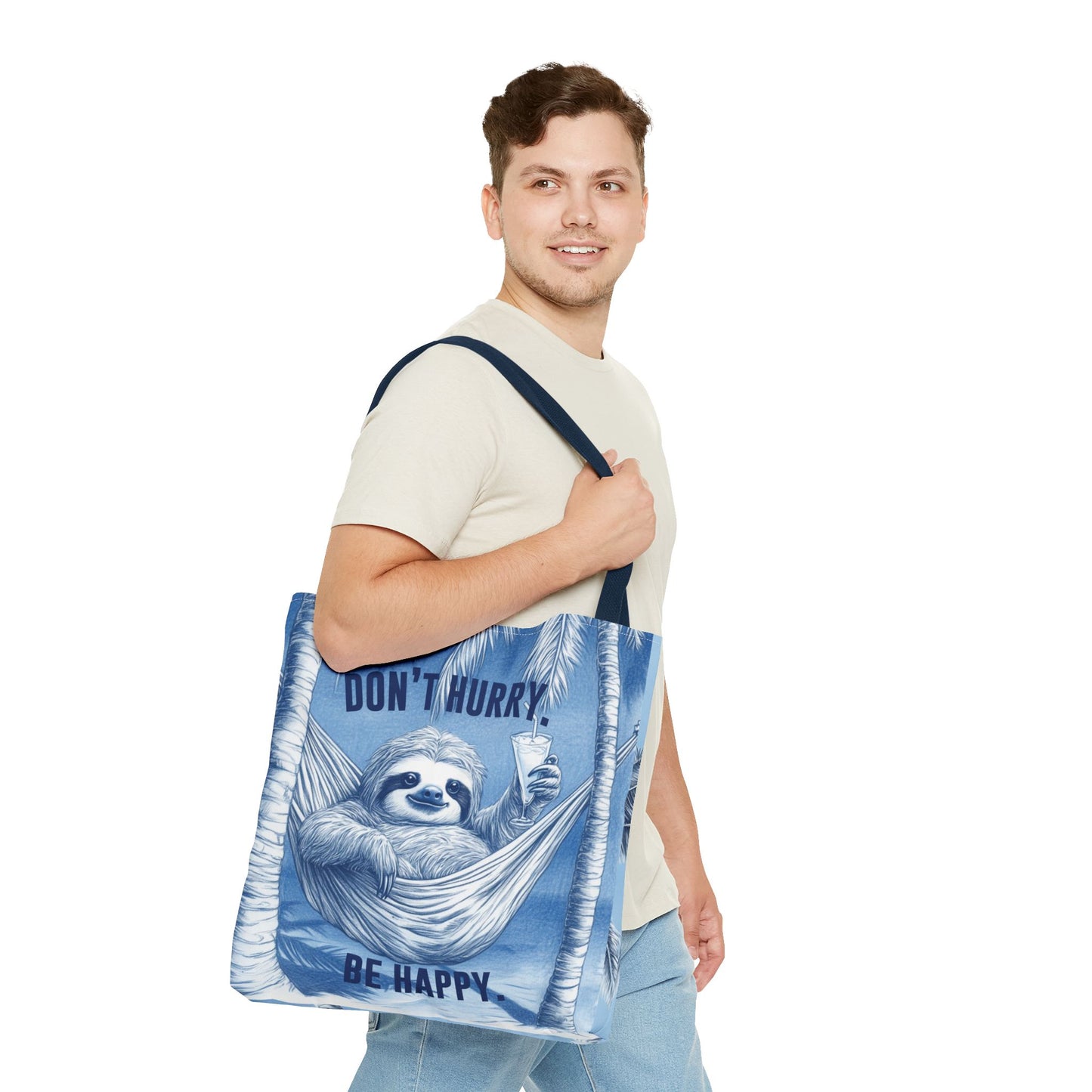 Sloth Tote Bag Extra Large Don't Hurry Be Happy