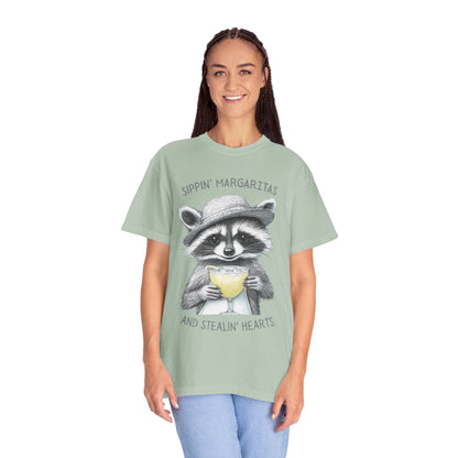 Raccoon Sipping A Margarita Beach T-Shirt