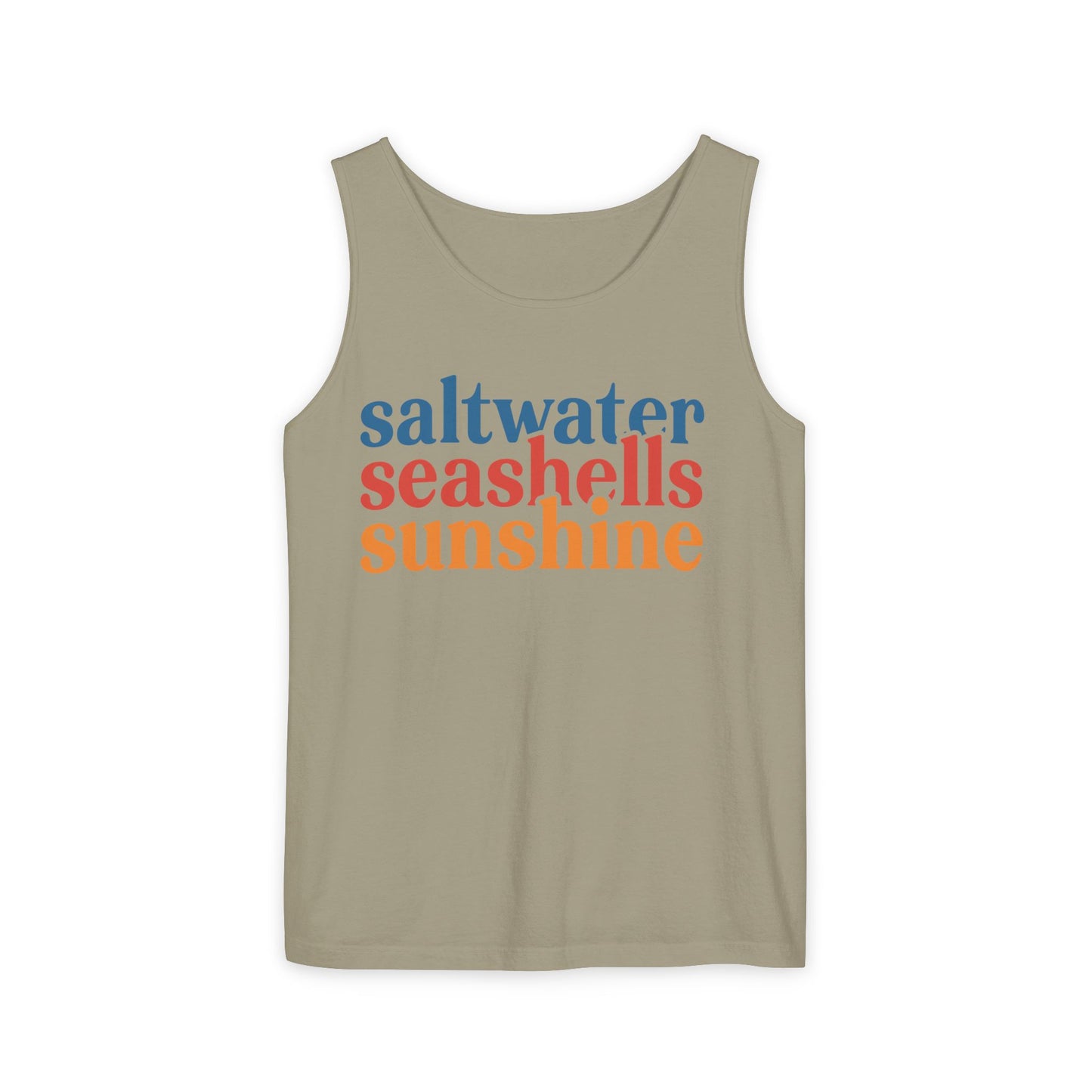 Beach Vacation Tank Top, Saltwater Seashells Sunshine Sleeveless Shirt, Summer Sea Shell Muscle Tee, Beach Lover Shirt, Coastal Tank