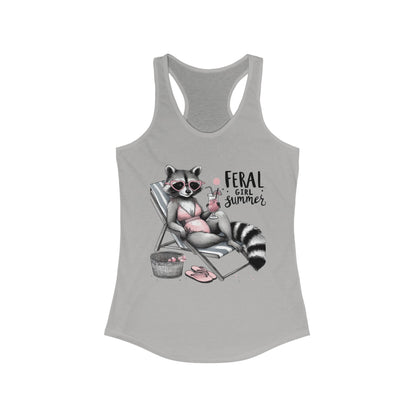 Retro Beach Raccoon Feral Girl Summer Tank Top For Women Funny Vacation Shirt, Yoga Tank, Workout Gear