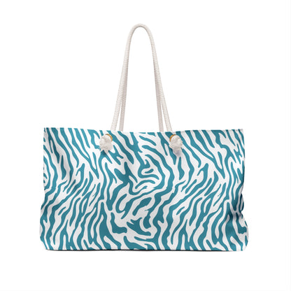 Caribbean Blue Zebra Beach Bag Weekend Tote Bag Seaglass Design