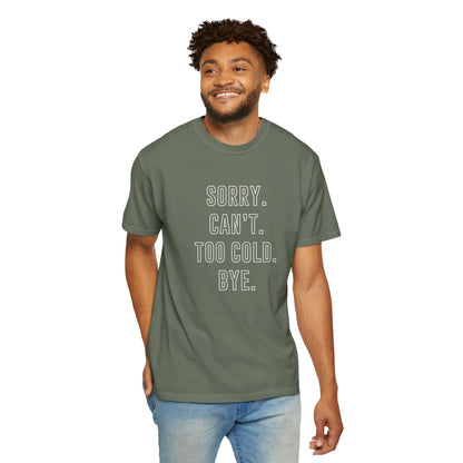 Winter Graphic Funny T-Shirt Sorry Can't Too Cold Bye Shirt