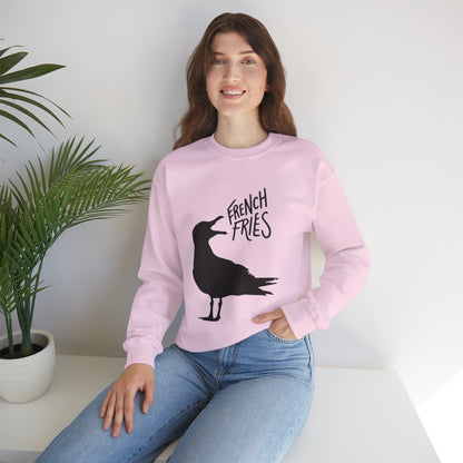 Funny Shirt For Girlfriend, Seagull Screaming For French Fries Sweatshirt, Gift For Wife, Mom, Sister, Anyone Who Loves The Beach