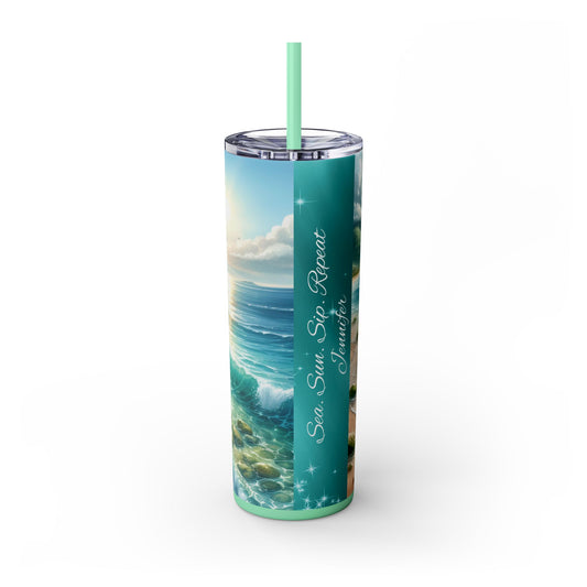 Personalized Beach Tumbler Sea, Sun, Sip, Repeat.