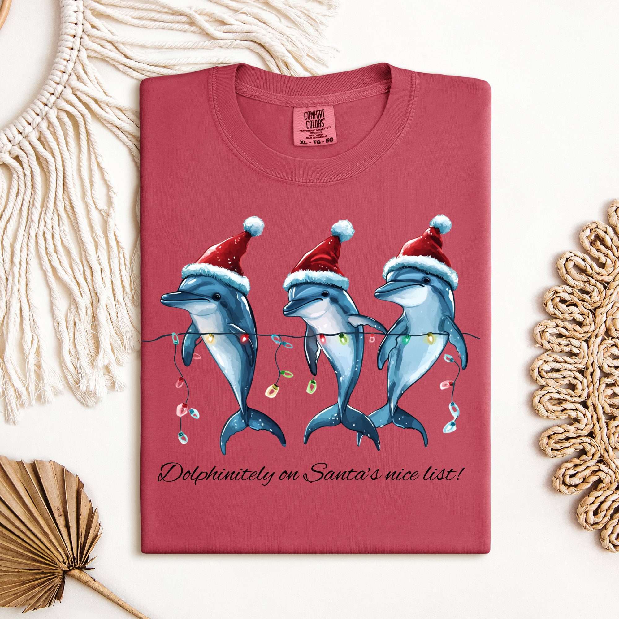 Dolphin Christmas T-Shirt On Santa's List